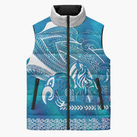 Kuri Dog Waka New Zealand Matariki Sleeveless Puffer Jacket Ocean Sharks Maori Tattoo