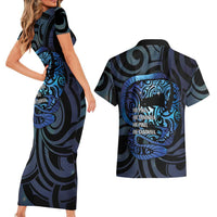 Tuna Eel New Zealand Matariki Couples Matching Short Sleeve Bodycon Dress and Hawaiian Shirt He Piko He Taniwha Maori Pattern LT14 - Polynesian Pride