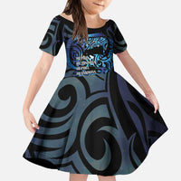 Tuna Eel New Zealand Matariki Family Matching Long Sleeve Bodycon Dress and Hawaiian Shirt He Piko He Taniwha Maori Pattern LT14 Daughter's Dress Purple - Polynesian Pride