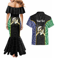 Personalised South Sea Islanders National Recognition Day Couples Matching Mermaid Dress and Hawaiian Shirt Australia Aboriginal Vanuatu Pig Tusk LT14 - Polynesian Pride