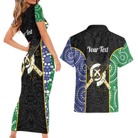 Personalised South Sea Islanders National Recognition Day Couples Matching Short Sleeve Bodycon Dress and Hawaiian Shirt Australia Aboriginal Vanuatu Pig Tusk LT14 - Polynesian Pride
