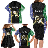Personalised South Sea Islanders National Recognition Day Family Matching Long Sleeve Bodycon Dress and Hawaiian Shirt Australia Aboriginal Vanuatu Pig Tusk LT14 - Polynesian Pride