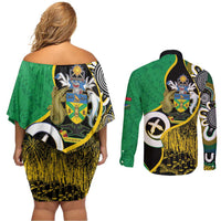 Australian South Sea Islanders National Recognition Day Couples Matching Off Shoulder Short Dress and Long Sleeve Button Shirt Solomon Islands And Vanuatu Culture LT14 - Polynesian Pride