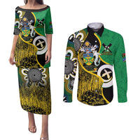 Australian South Sea Islanders National Recognition Day Couples Matching Puletasi and Long Sleeve Button Shirt Solomon Islands And Vanuatu Culture LT14 Black - Polynesian Pride