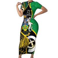 Australian South Sea Islanders National Recognition Day Short Sleeve Bodycon Dress Solomon Islands And Vanuatu Culture LT14 Long Dress Black - Polynesian Pride