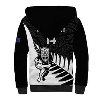 Personalised New Zealand Silver Fern Rugby Sherpa Hoodie All Black Go Champions Maori Pattern LT14