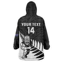 Personalised New Zealand Silver Fern Rugby Wearable Blanket Hoodie All Black Go Champions Maori Pattern LT14 - Polynesian Pride