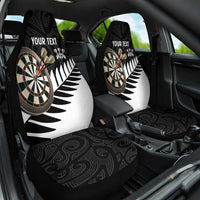 Personalised New Zealand Darts Car Seat Cover Silver Fern Aotearoa Maori Pattern LT14 One Size Black - Polynesian Pride