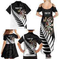 Personalised New Zealand Darts Family Matching Summer Maxi Dress and Hawaiian Shirt Silver Fern Aotearoa Maori Pattern LT14 - Polynesian Pride