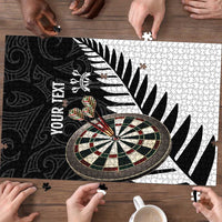 Personalised New Zealand Darts Puzzle Silver Fern Aotearoa Maori Pattern - Polynesian Pride