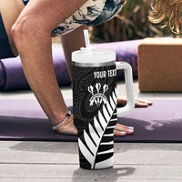 Personalised New Zealand Darts Tumbler With Handle Silver Fern Aotearoa Maori Pattern - Polynesian Pride