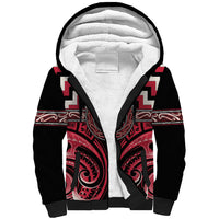 Aotearoa Ngai Te Rangi Personalised Sherpa Hoodie Maori Iwi Poutama Puhoro Tattoo LT14 Unisex Red - Polynesian Pride