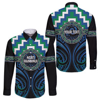 Aotearoa Ngati Ranginui Personalised Family Matching Long Sleeve Bodycon Dress and Hawaiian Shirt Maori Iwi Poutama Puhoro Tattoo LT14 Dad's Shirt - Long Sleeve Green - Polynesian Pride