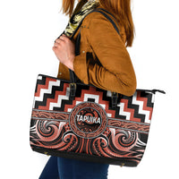 Aotearoa Tapuika Leather Tote Bag Maori Iwi Poutama Puhoro Tattoo LT14 Red - Polynesian Pride