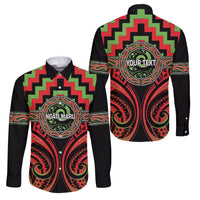 Aotearoa Ngati Maru Personalised Family Matching Puletasi and Hawaiian Shirt Maori Iwi Poutama Puhoro Tattoo LT14 Dad's Shirt - Long Sleeve Red - Polynesian Pride