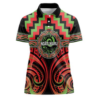 Aotearoa Ngati Maru Personalised Women Polo Shirt Maori Iwi Poutama Puhoro Tattoo LT14 Female Red - Polynesian Pride