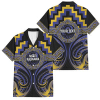 Aotearoa Ngati Raukawa Personalised Family Matching Short Sleeve Bodycon Dress and Hawaiian Shirt Maori Iwi Poutama Puhoro Tattoo LT14 Dad's Shirt - Short Sleeve Blue - Polynesian Pride