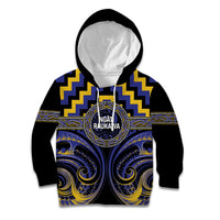 Aotearoa Ngati Raukawa Personalised Kid Hoodie Maori Iwi Poutama Puhoro Tattoo LT14 Hoodie Blue - Polynesian Pride