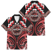 Aotearoa Ngati Toa Personalised Family Matching Long Sleeve Bodycon Dress and Hawaiian Shirt Maori Iwi Poutama Puhoro Tattoo LT14 Dad's Shirt - Short Sleeve Red - Polynesian Pride