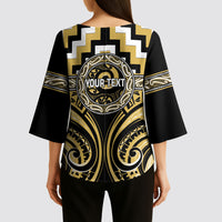 Aotearoa Ngati Tama Personalised Kimono Sleeve Blouse Maori Iwi Poutama Puhoro Tattoo LT14 - Polynesian Pride