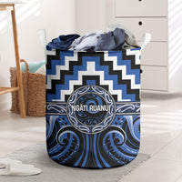 Aotearoa Ngati Ruanui Laundry Basket Maori Iwi Poutama Puhoro Tattoo LT14 Blue - Polynesian Pride