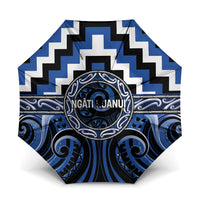 Aotearoa Ngati Ruanui Umbrella Maori Iwi Poutama Puhoro Tattoo LT14 One Size Folded 11.42 inch Opened Diameter 37.4 inch Blue - Polynesian Pride