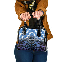 Aotearoa Ngaruahine Shoulder Handbag Maori Iwi Poutama Puhoro Tattoo LT14 One Size Blue - Polynesian Pride