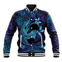 Nukuoro Atoll Baseball Jacket Polynesian Shark Tattoo Purple Gradient Vibes LT14 Unisex Purple - Polynesian Pride