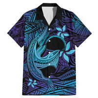Nukuoro Atoll Family Matching Mermaid Dress and Hawaiian Shirt Polynesian Shark Tattoo Purple Gradient Vibes LT14 Dad's Shirt - Short Sleeve Purple - Polynesian Pride