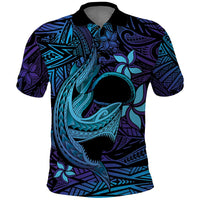 Nukuoro Atoll Polo Shirt Polynesian Shark Tattoo Purple Gradient Vibes