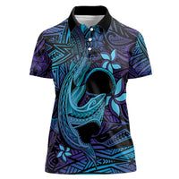 Nukuoro Atoll Women Polo Shirt Polynesian Shark Tattoo Purple Gradient Vibes LT14 Female Purple - Polynesian Pride