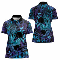 Nukuoro Atoll Women Polo Shirt Polynesian Shark Tattoo Purple Gradient Vibes LT14 - Polynesian Pride