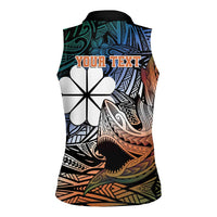 Personalised Kwajalein Atoll Women Sleeveless Polo Shirt Polynesian Shark Tattoo Gradient Vibes