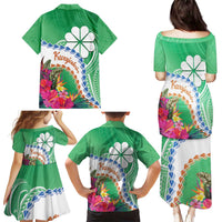Marshall Islands Kwajalein Atoll Family Matching Puletasi and Hawaiian Shirt Curves Polynesian Mix Tropical Flowers LT14 - Polynesian Pride