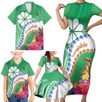 Marshall Islands Kwajalein Atoll Family Matching Short Sleeve Bodycon Dress and Hawaiian Shirt Curves Polynesian Mix Tropical Flowers LT14 - Polynesian Pride