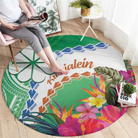 Marshall Islands Kwajalein Atoll Round Carpet Curves Polynesian Mix Tropical Flowers LT14 - Polynesian Pride