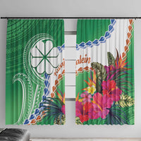Marshall Islands Kwajalein Atoll Window Curtain Curves Polynesian Mix Tropical Flowers LT14 With Hooks Green - Polynesian Pride