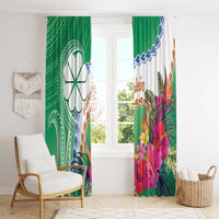 Marshall Islands Kwajalein Atoll Window Curtain Curves Polynesian Mix Tropical Flowers LT14 - Polynesian Pride