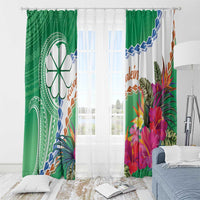 Marshall Islands Kwajalein Atoll Window Curtain Curves Polynesian Mix Tropical Flowers LT14 - Polynesian Pride