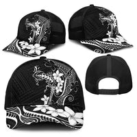 Black Hawaii Baseball Net Cap Hammerhead Shark Tattoo Curve Polynesian - Polynesian Pride