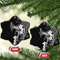 Black Hawaii Ceramic Ornament Hammerhead Shark Tattoo Curve Polynesian - Polynesian Pride