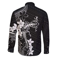 Black Hawaii Family Matching Off The Shoulder Long Sleeve Dress and Hawaiian Shirt Hammerhead Shark Tattoo Curve Polynesian LT14 - Polynesian Pride