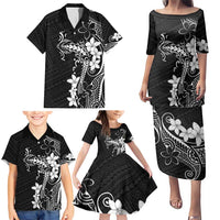Black Hawaii Family Matching Puletasi and Hawaiian Shirt Hammerhead Shark Tattoo Curve Polynesian - Polynesian Pride
