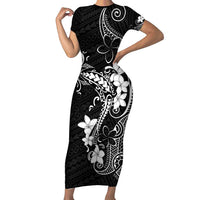Black Hawaii Family Matching Short Sleeve Bodycon Dress and Hawaiian Shirt Hammerhead Shark Tattoo Curve Polynesian LT14 Mom's Dress Black - Polynesian Pride