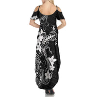 Black Hawaii Family Matching Summer Maxi Dress and Hawaiian Shirt Hammerhead Shark Tattoo Curve Polynesian LT14 - Polynesian Pride