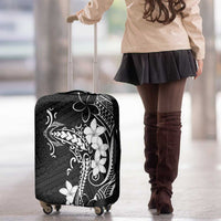 Black Hawaii Luggage Cover Hammerhead Shark Tattoo Curve Polynesian - Polynesian Pride