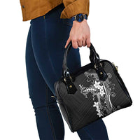 Black Hawaii Shoulder Handbag Hammerhead Shark Tattoo Curve Polynesian - Polynesian Pride