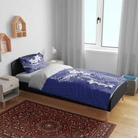 Blue Hawaii Bedding Set Hammerhead Shark Tattoo Curve Polynesian - Polynesian Pride