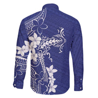 Blue Hawaii Family Matching Off The Shoulder Long Sleeve Dress and Hawaiian Shirt Hammerhead Shark Tattoo Curve Polynesian LT14 - Polynesian Pride