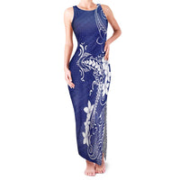 Blue Hawaii Family Matching Tank Maxi Dress and Hawaiian Shirt Hammerhead Shark Tattoo Curve Polynesian LT14 Mom's Dress Blue - Polynesian Pride